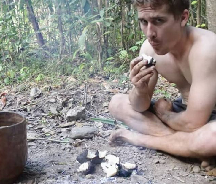 Guy uses primitive technology to build things