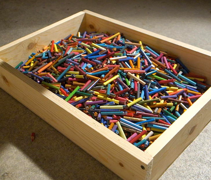 guitar made of colored pencils