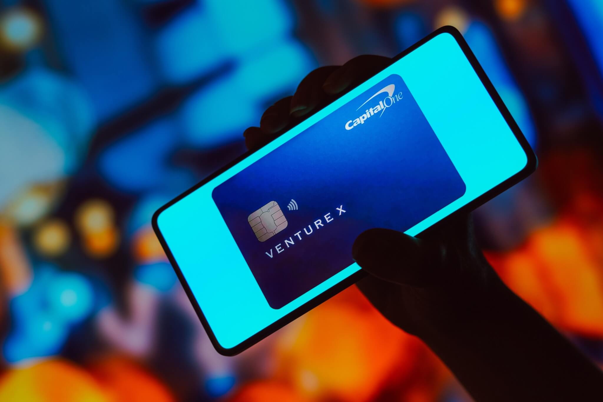 Capital One Venture X Rewards Credit Card is displayed on a smartphone screen.