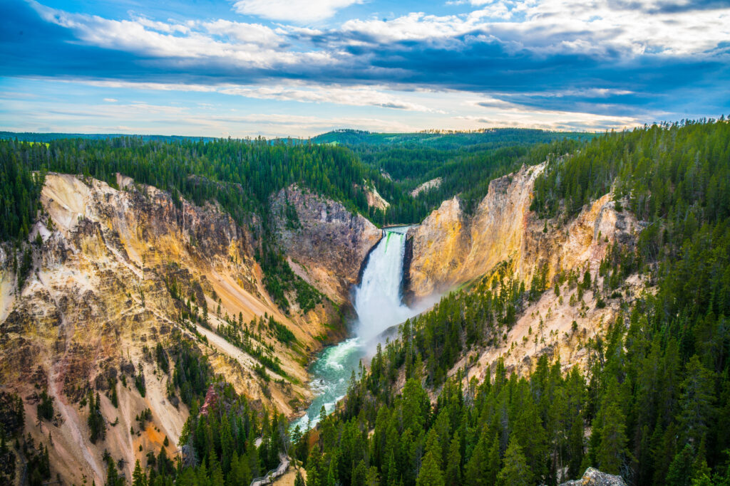 The lower fall in Yellowstone National Park, Wyoming.