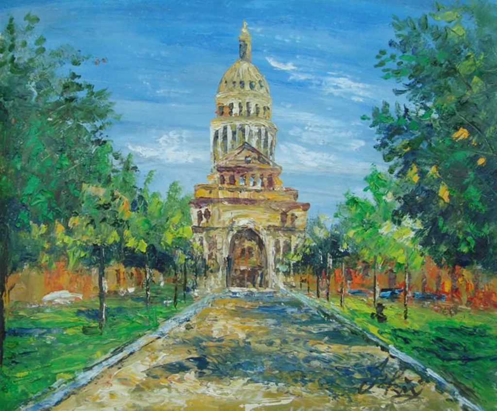 painting of the capitol of Texas, an Austin landmark, by PEN KING