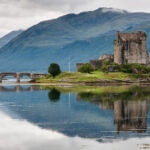Scottish Highlands, castle beyond lake