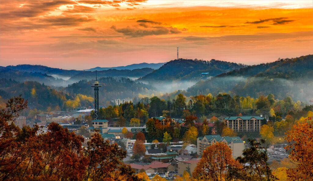 Sunset over Gatlinburg, Tennessee 