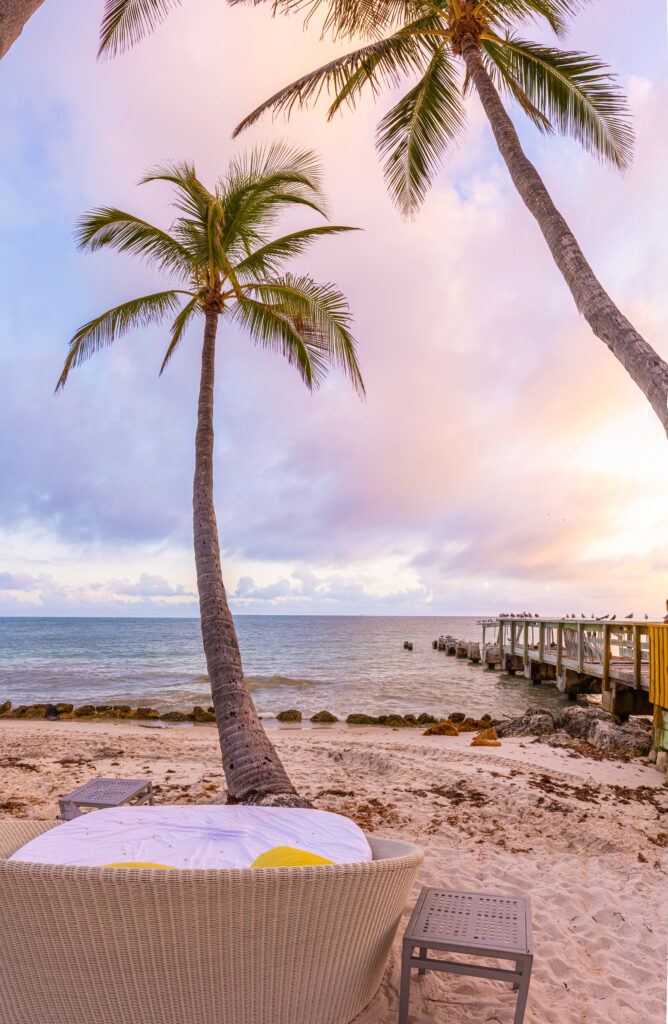 Beach Sofa Under Palm Trees on Casa Marina Beach, Key West Florida, USA