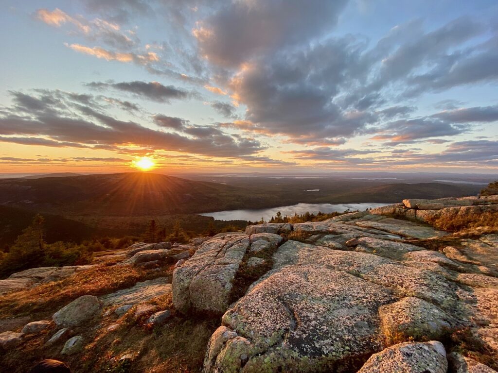 cadillac mountain, acadia national park, sunset