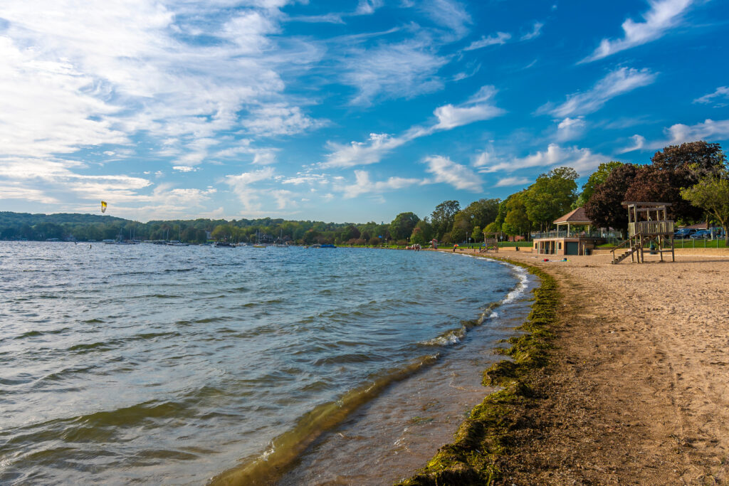 Geneva public beach view in Geneva Town of Wisconsin