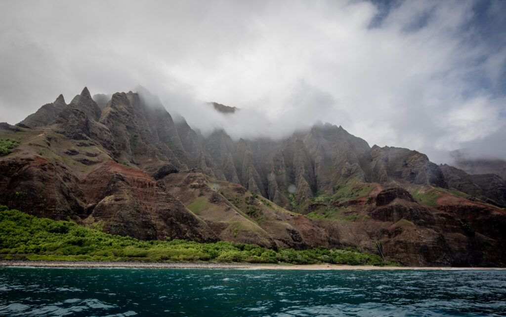 Kalalau cliffside magestic view from Kauai, Hawaii