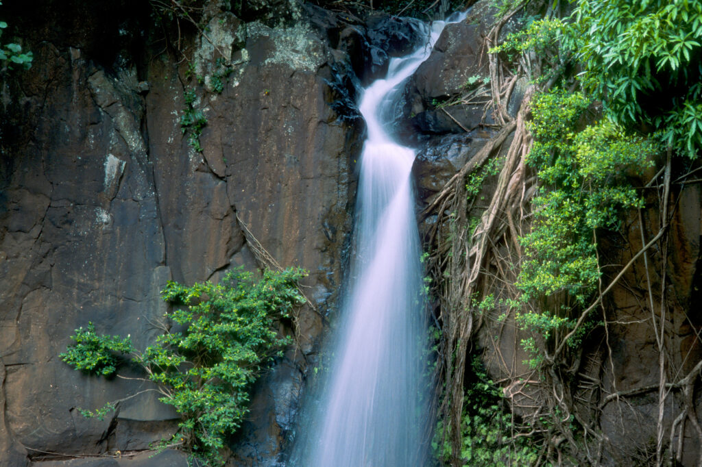 Lawai Stream Waterfall at Allerton Garden, National Tropical Botanical Garden, Kauai, Hawaii.