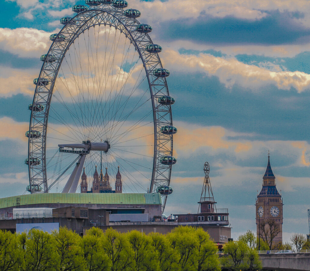 London eye and big ben tower photo