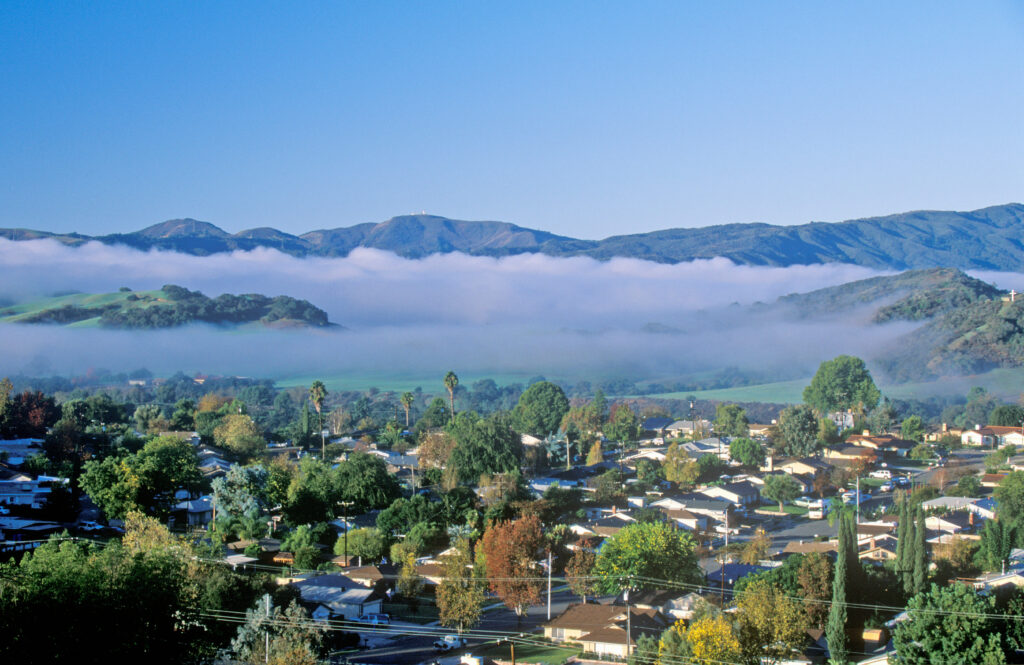 Spring field and cloud layers in Ojai, California