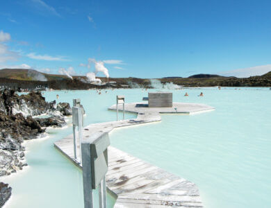 The Blue Lagoon geothermal bath resort in Iceland.