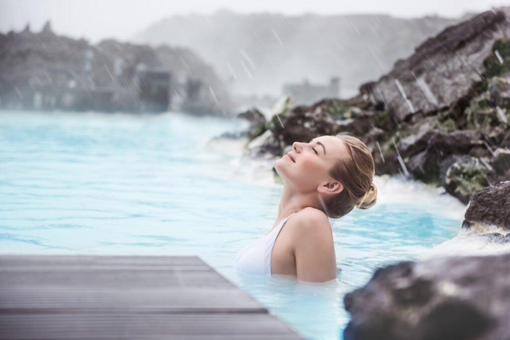 Woman enjoying blue lagoon