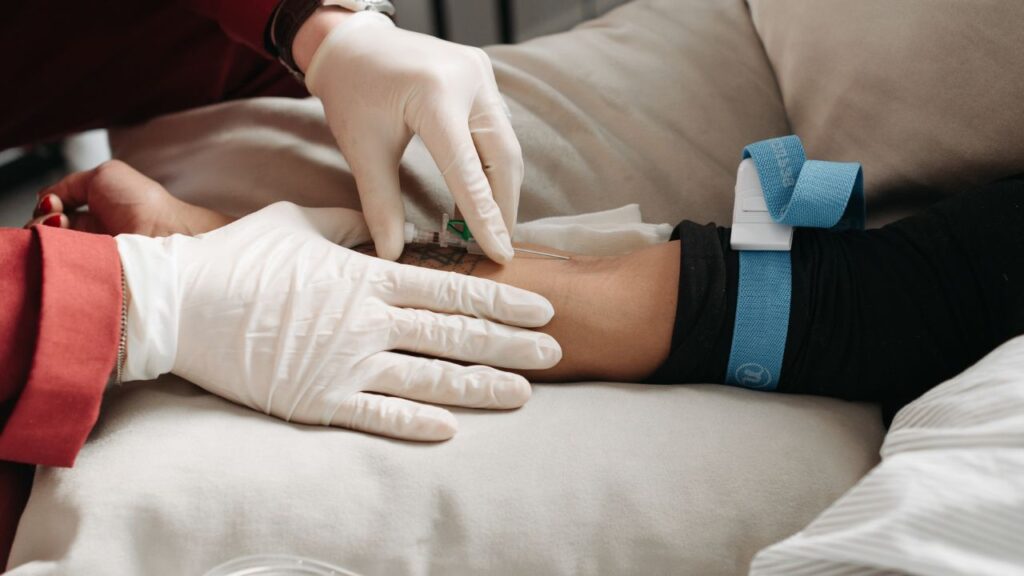 Medical work being done on a person's arm