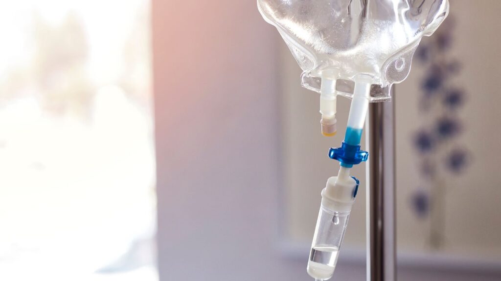 A saline bag in a hospital 