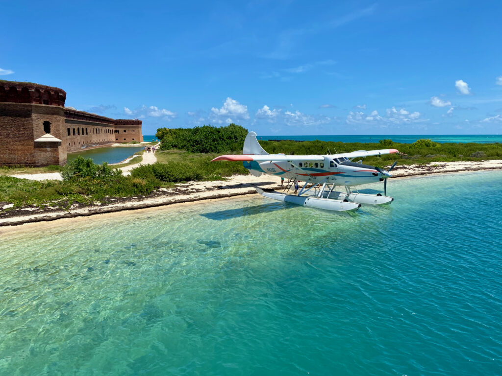 A seaplane at fort jefferson in the dry tortugas in key west florida united states