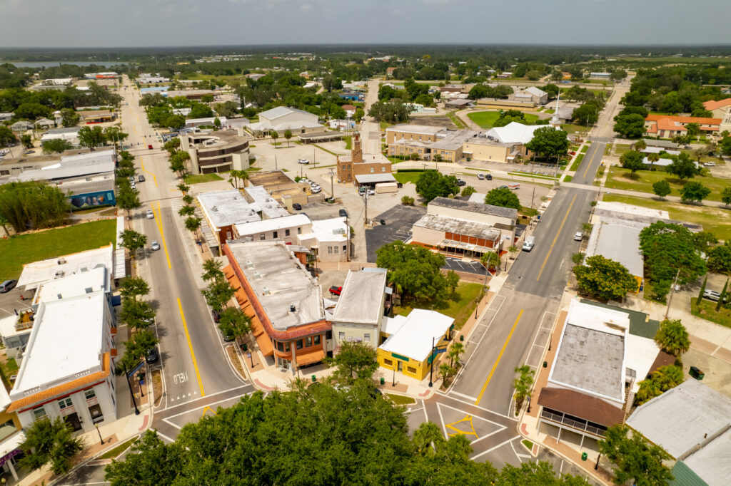 Aerial photo Downtown Sebring Florida USA historic district