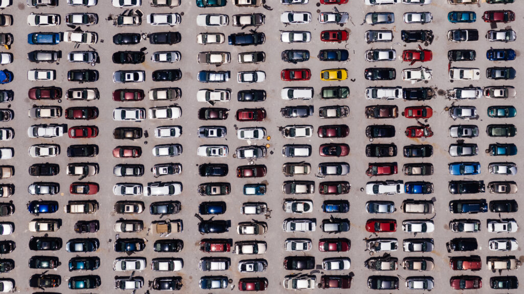 Aerial view of parking lot