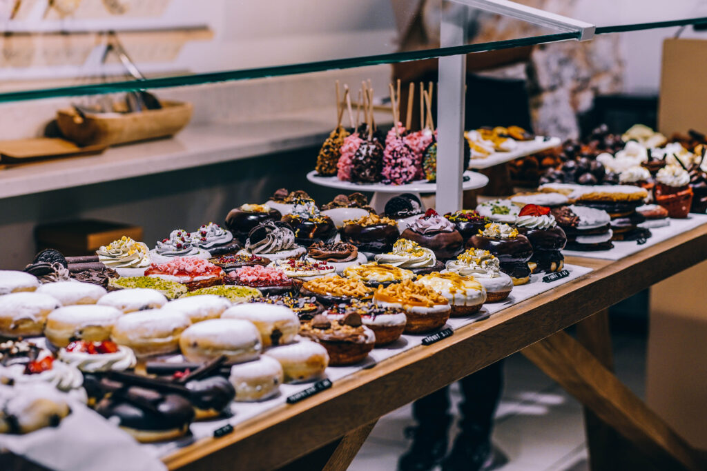 Donuts and bagel display