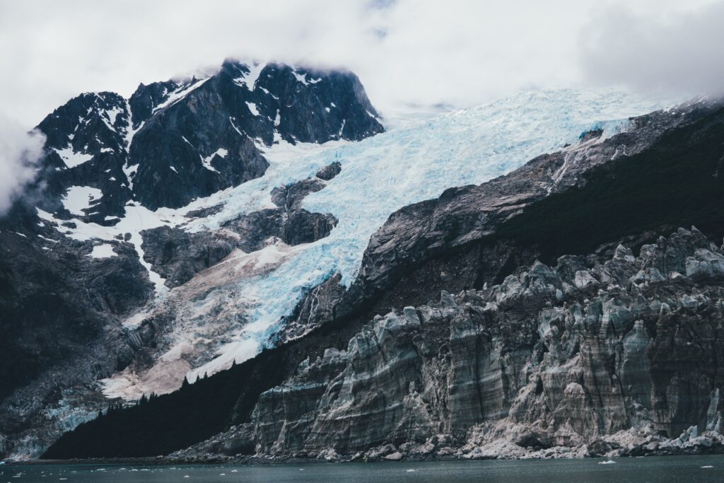 Icy glacier slope in Kenai Fjords National Park