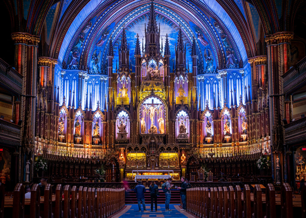 Interior of the notre dame basilica in montreal quebec canada