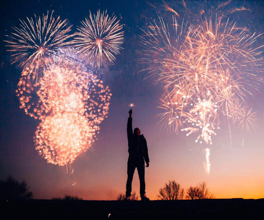 Man with fireworks