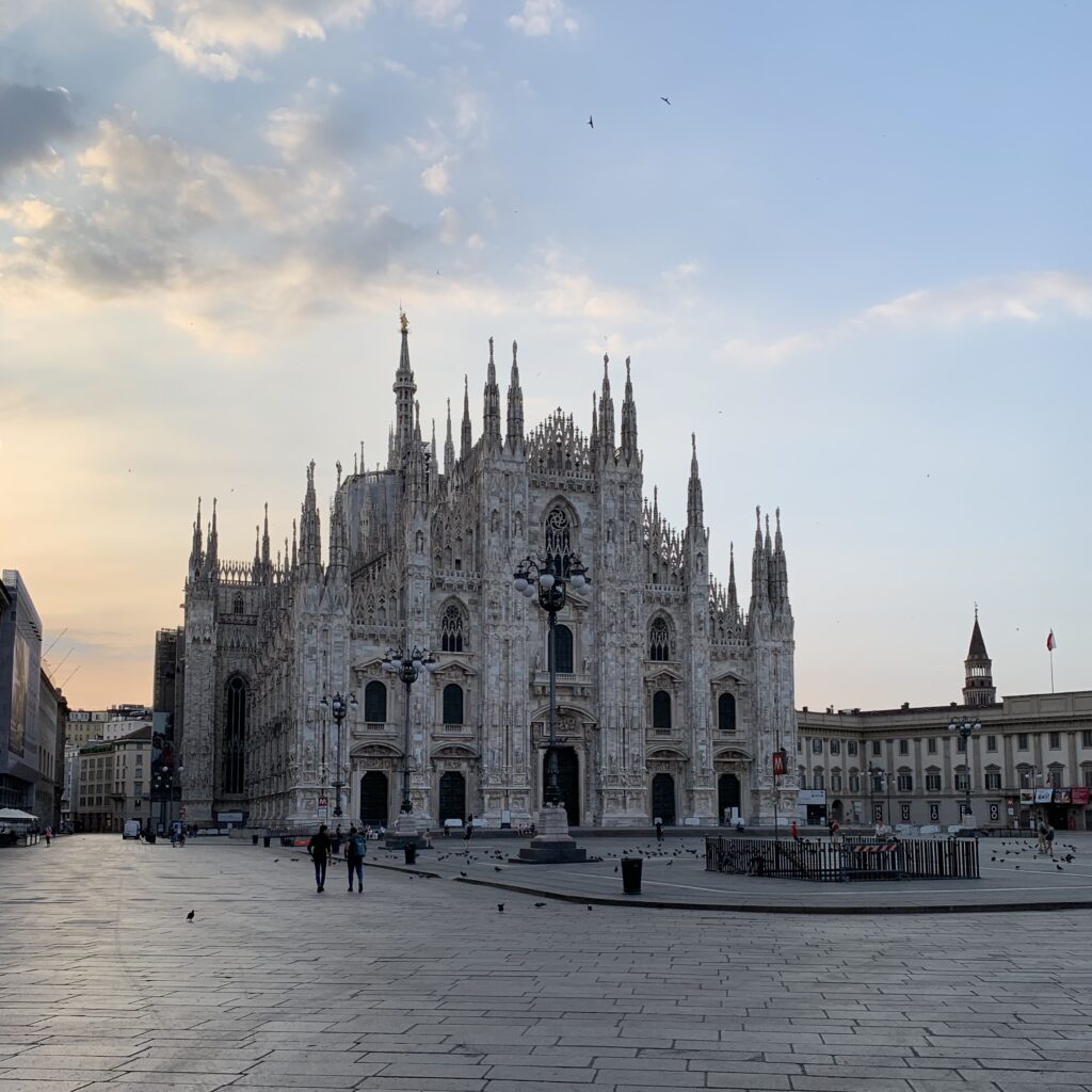 The milan cathedral from the square in milan lombardy italy