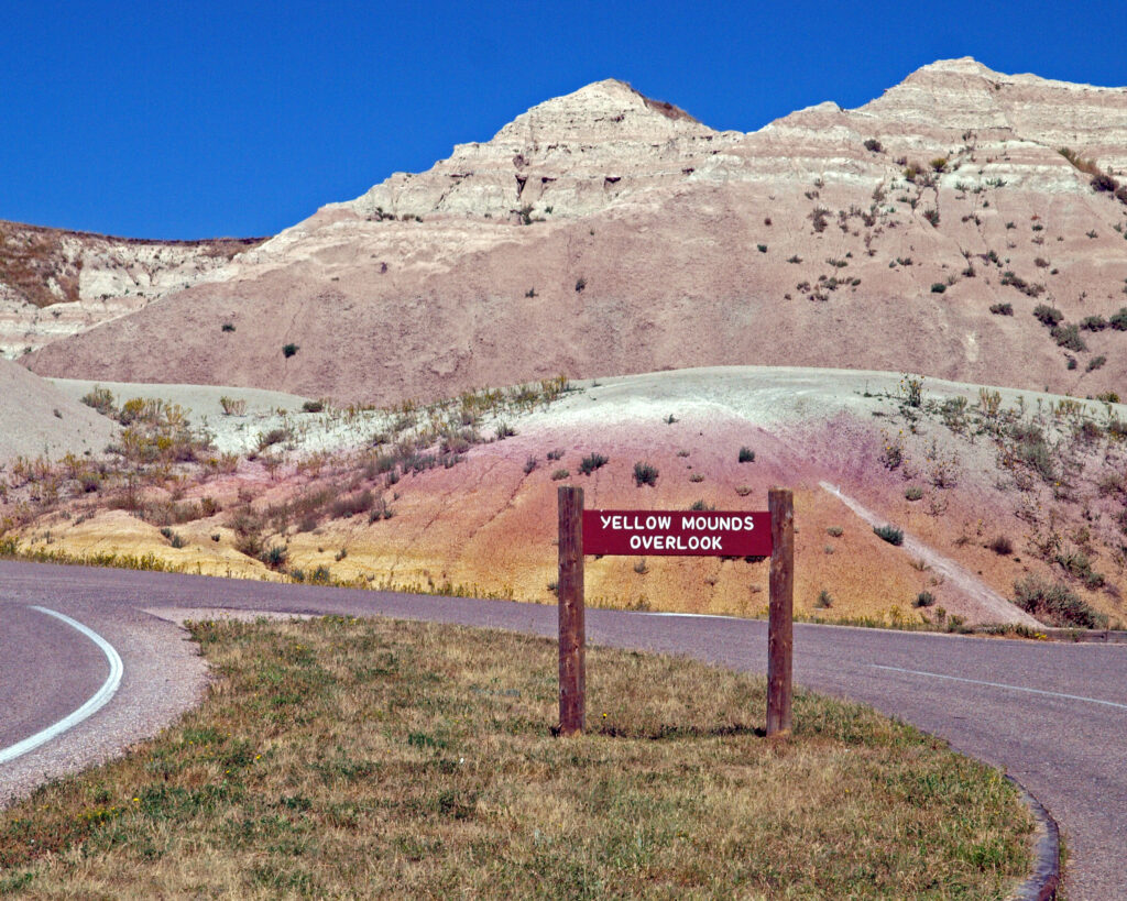 View of the Yellow Mounds area in the Badlands National Park near Wall, South Dakota, U.S.A.