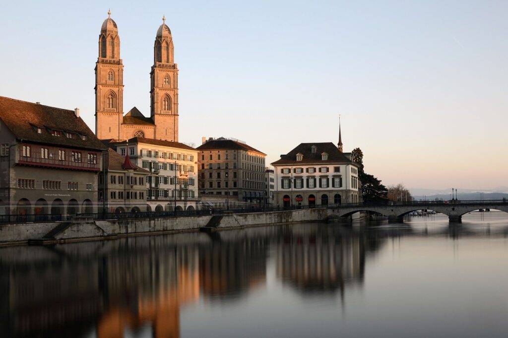 zurich, grossmünster, church tower