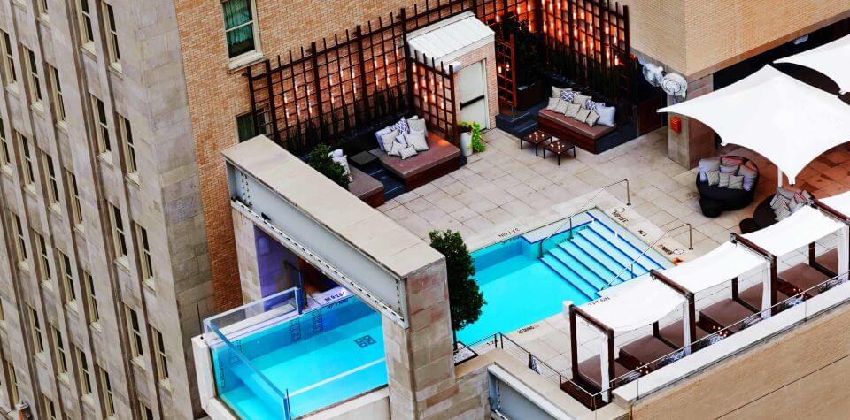 rooftop pool at dallas hotel