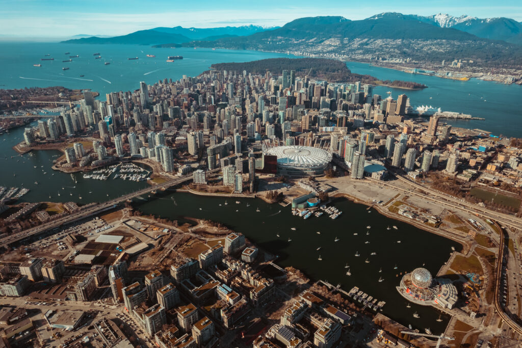 Aerial photography of city buildings in vancouver