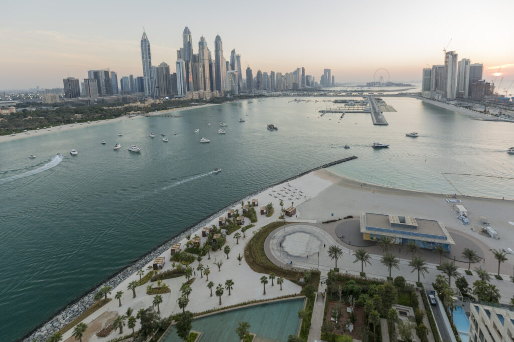 Aerial view of palm jumeirah in dubai united arab emirates