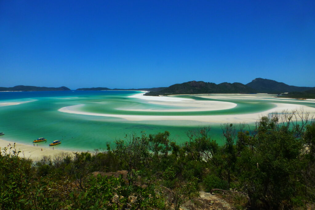 An aerial shot of the whitsunday islands in australia