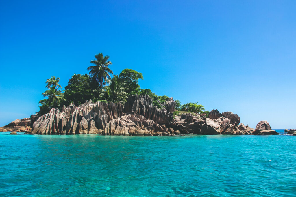 Blue sky above st pierre island in seychelles