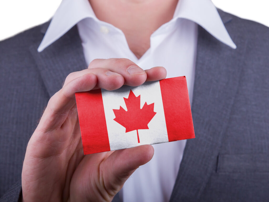 Businessman showing card, matte paper effect