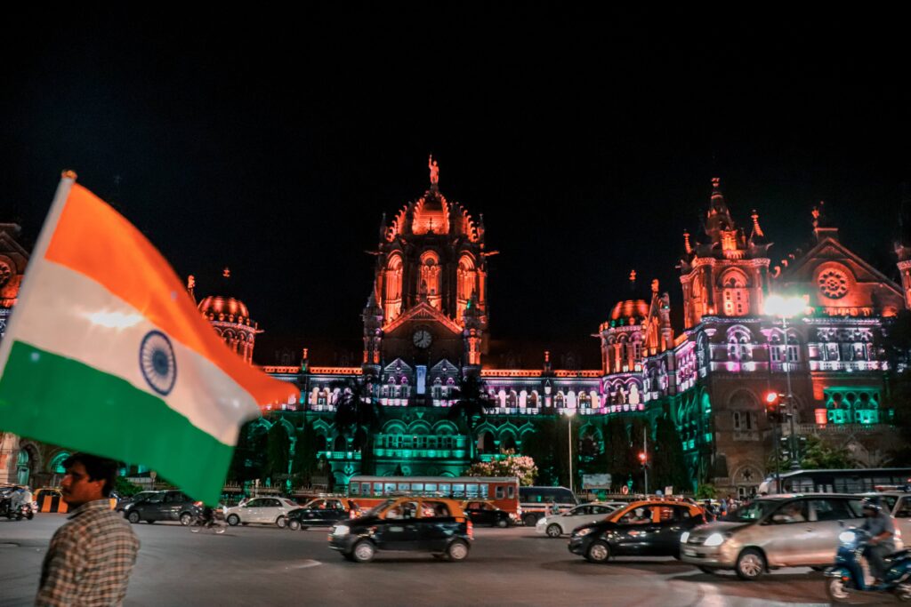 Chhatrapati shivaji terminus illuminated at night