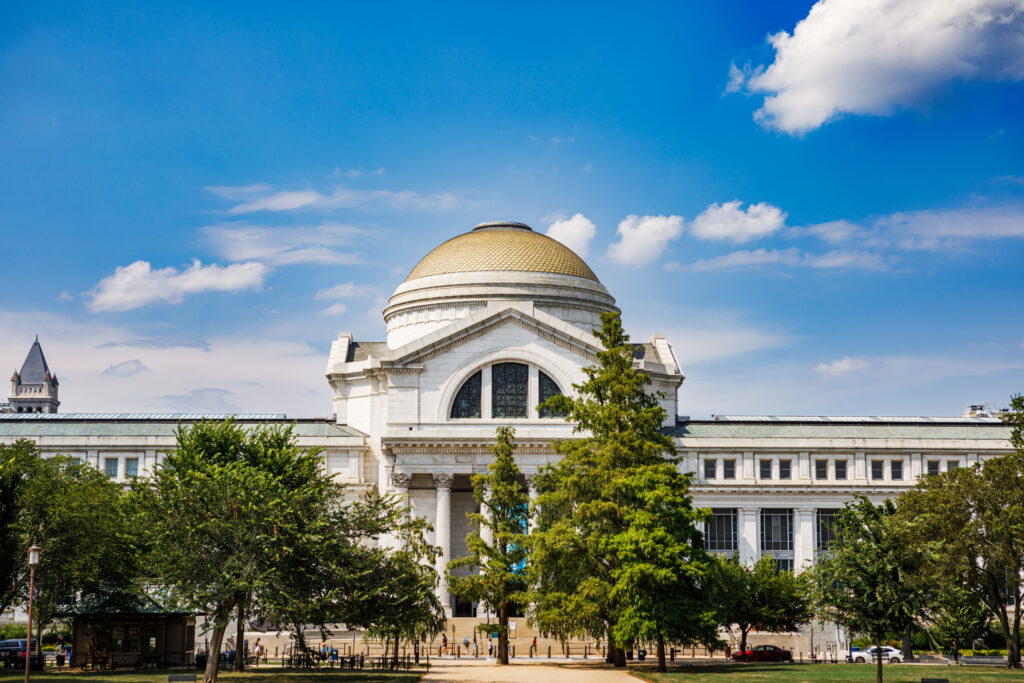 Exterior of the Smithsonian National Museum of Natural History, aka the Natural History Museum, located on the National Mall in Washington, DC