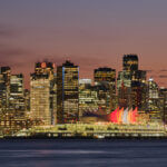 Illuminated skyscrapers in vancouver