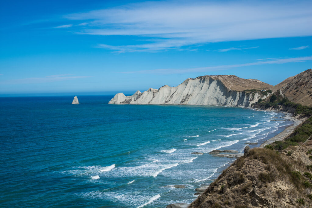 Limestone cliffs near Cape Kidnappers golf course, Hawkes Bay New Zealand