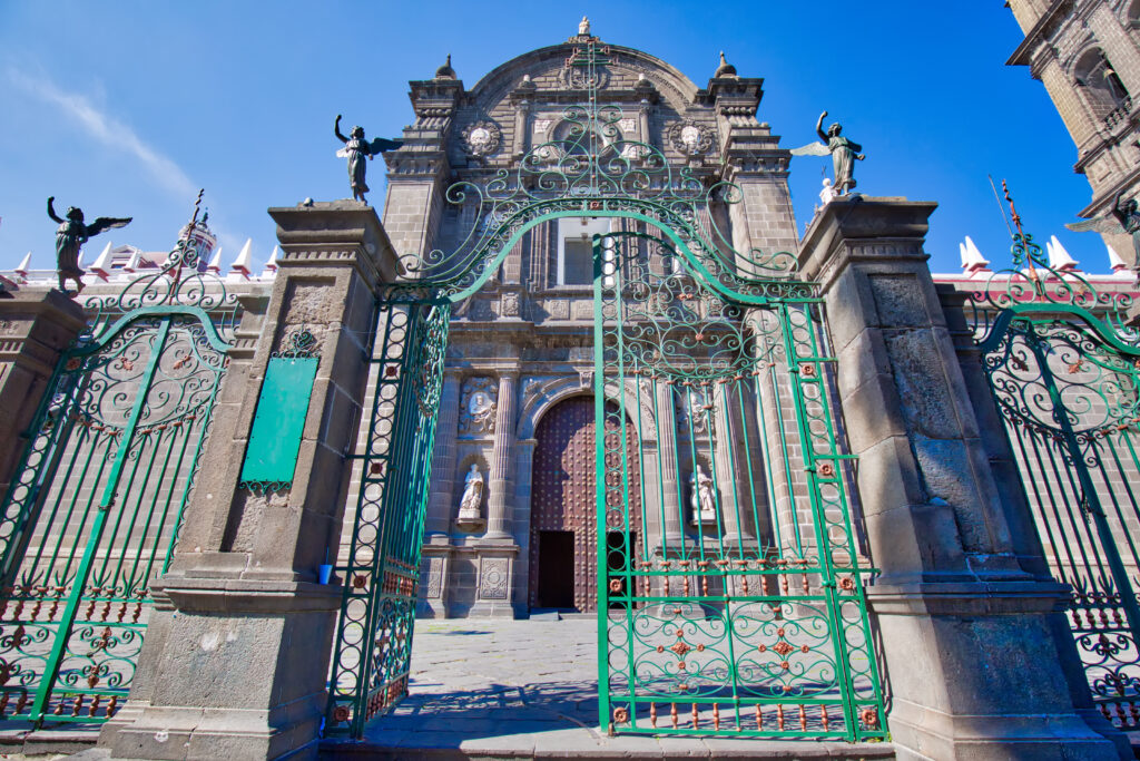 Mexico, Puebla Cathedral on the central plaza in Zocalo, historic city center