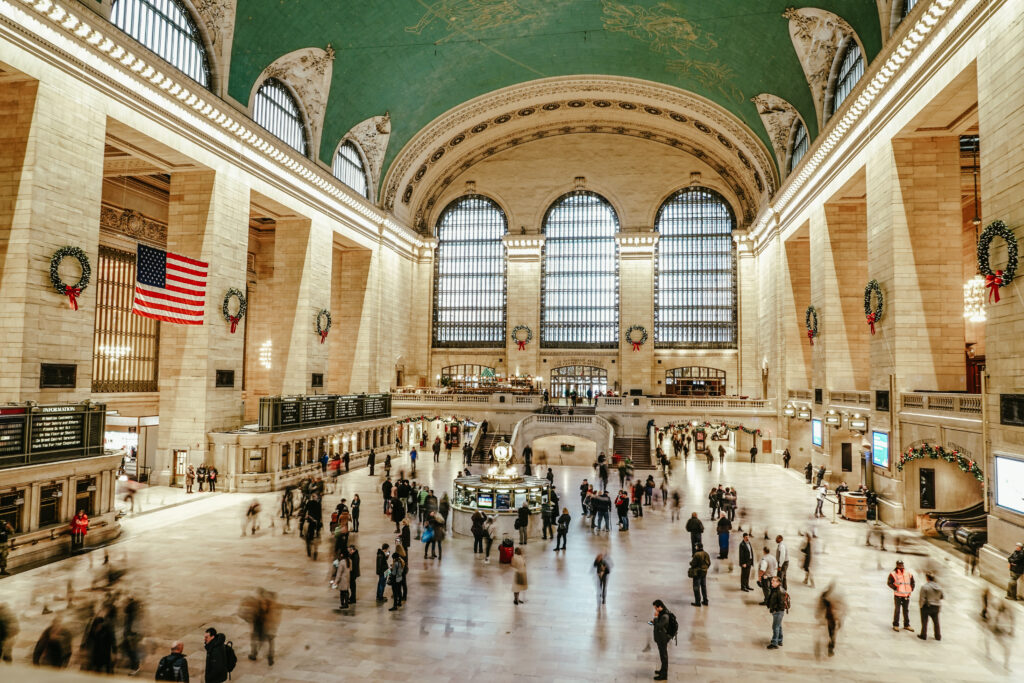 People walking inside building