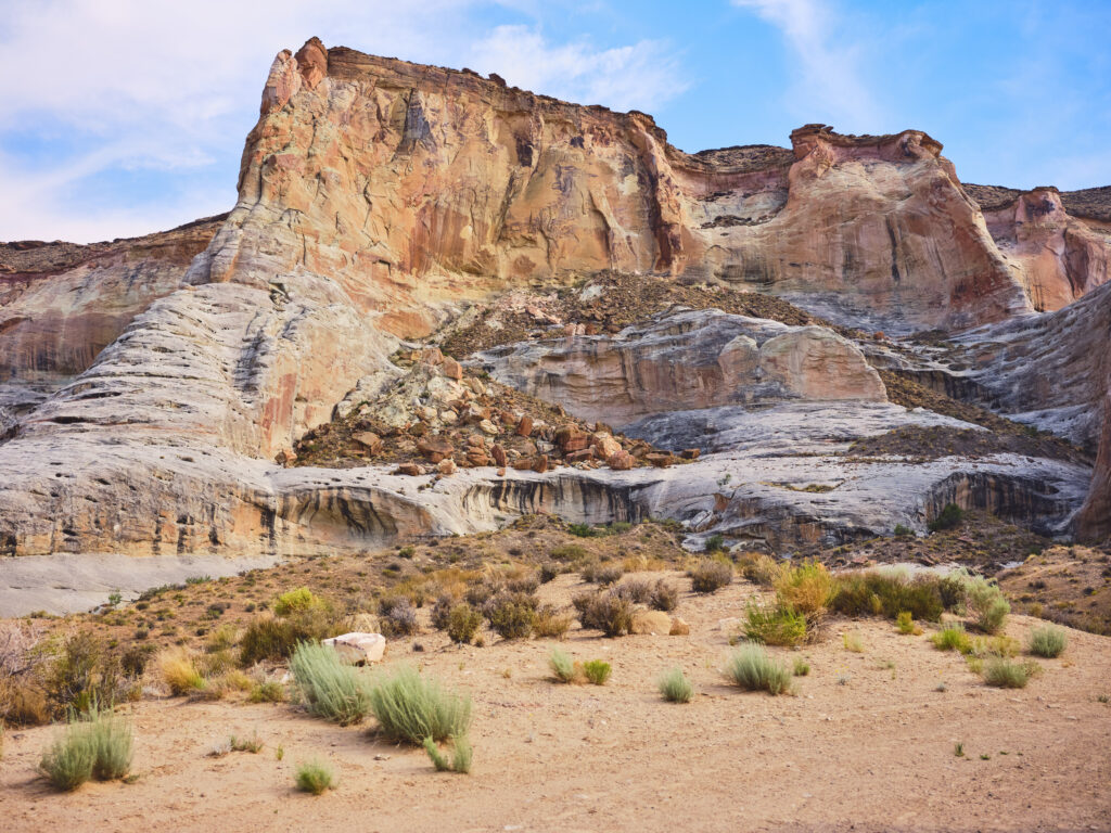 Rock formations in a bare arid desert landscape Amangiri resort.