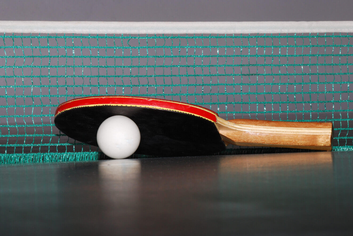 view table tennis racket with a large ball and net