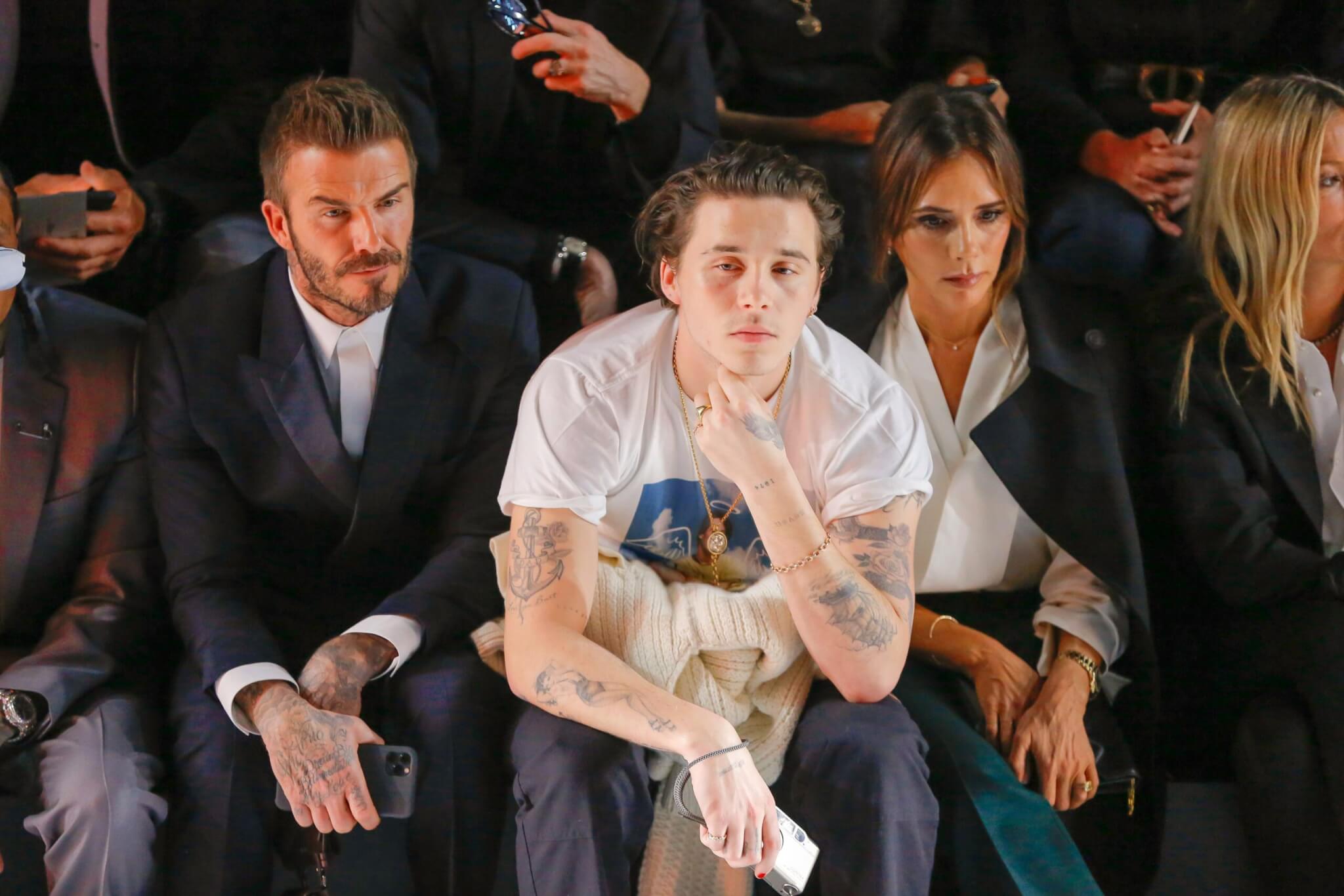 David Beckham, Brooklyn Beckham and Victoria Beckham