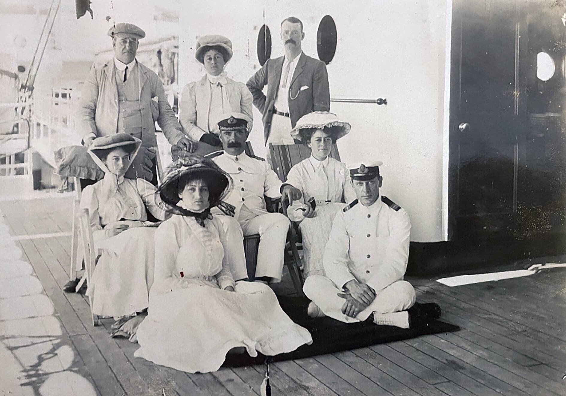 Captain Charles Stark, seated centre. 

Rare documents revealing how the shameless owners of the Titanic portrayed themselves as the victims and lauded their chairman who controversially survived the disaster have sold for £12,500.

The minutes for a special board meeting held in the wake of the tragedy show how bosses of White Star Line were more concerned with themselves than the victims. 

They were particularly worried about the psychological effect the ordeal would have on Bruce Ismay, who became known as the 'coward of the Titanic'.

Mr Ismay, the chairman of White Star Line, survived the tragedy by deserting the liner and taking a place in a lifeboat. In James Cemeron's 1997 blockbuster movie, Ismay was portrayed as bullying the crew to go faster only to sneak into a lifeboat as the ship went down after it hit an iceberg.

The minutes were part of an archive which went under the hammer with auctioneers Henry Aldridge & Son, of Devizes, Wilts.