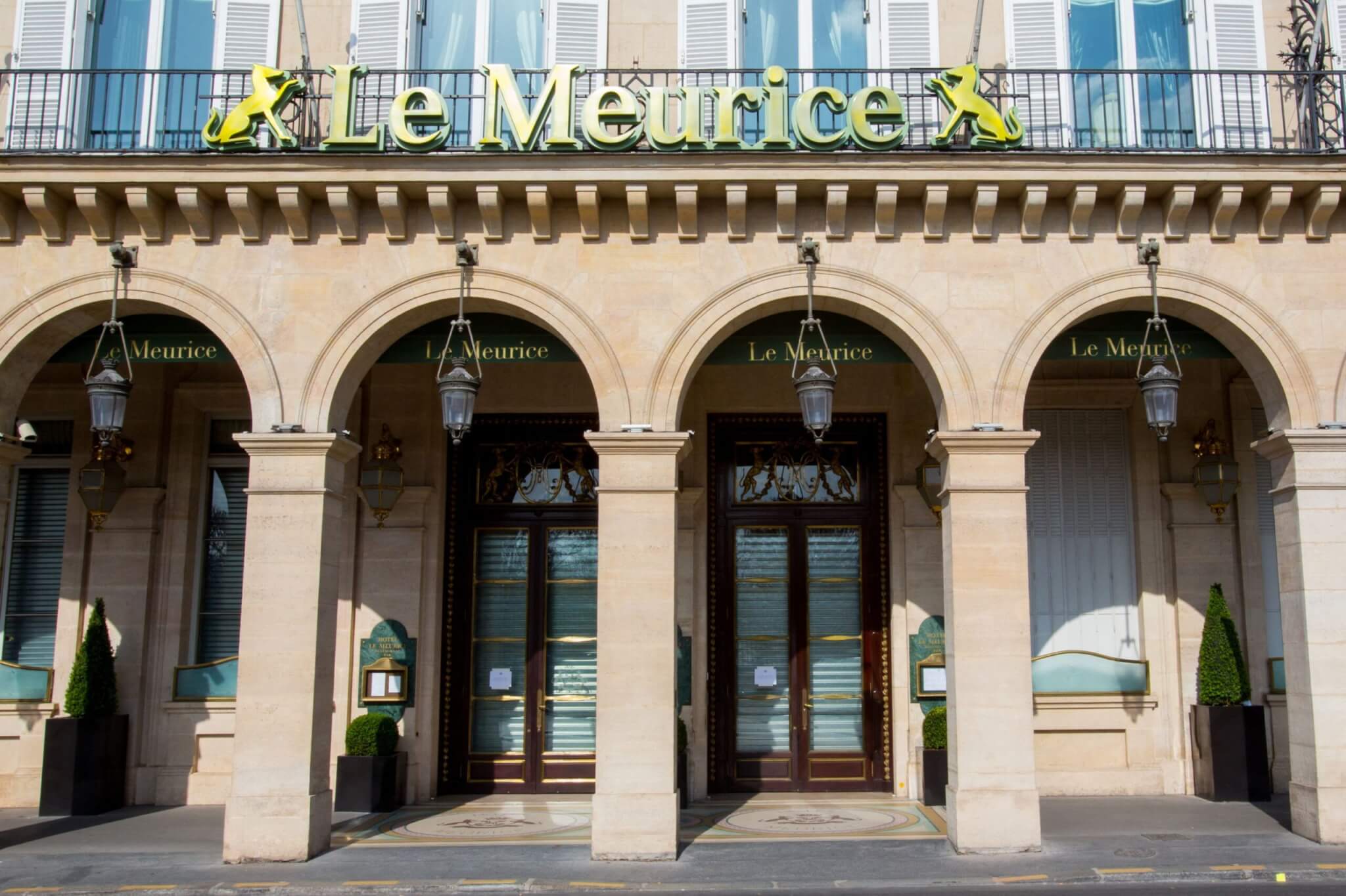 Coronavirus - Covid 19 - Le Meurice Hotel closed after Government measure Confinement. Confinement is necessary for the protection of the public on March 19, 2020 in Paris, France.