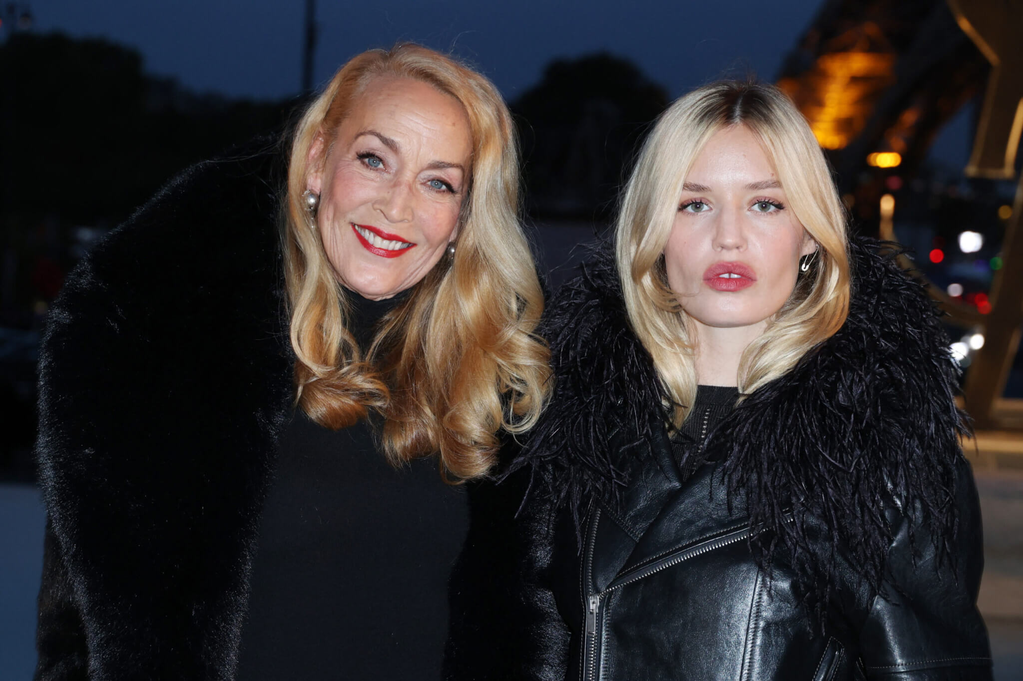 Jerry Hall and Georgia May Jagger attending the Saint Laurent Womenswear Spring/Summer 2023 show as part of Paris Fashion Week in Paris, France on September 27, 2022.
