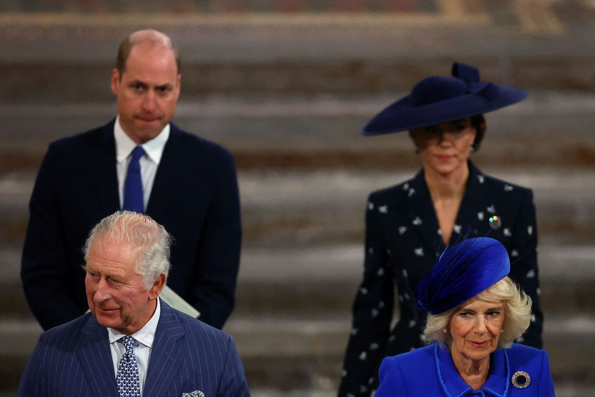 King Charles III, Camilla Queen Consort, Prince William and Catherine Princess of Wales, attend the Commonwealth Day service held at Westminster Abbey in London, Britain, March 13, 2023.