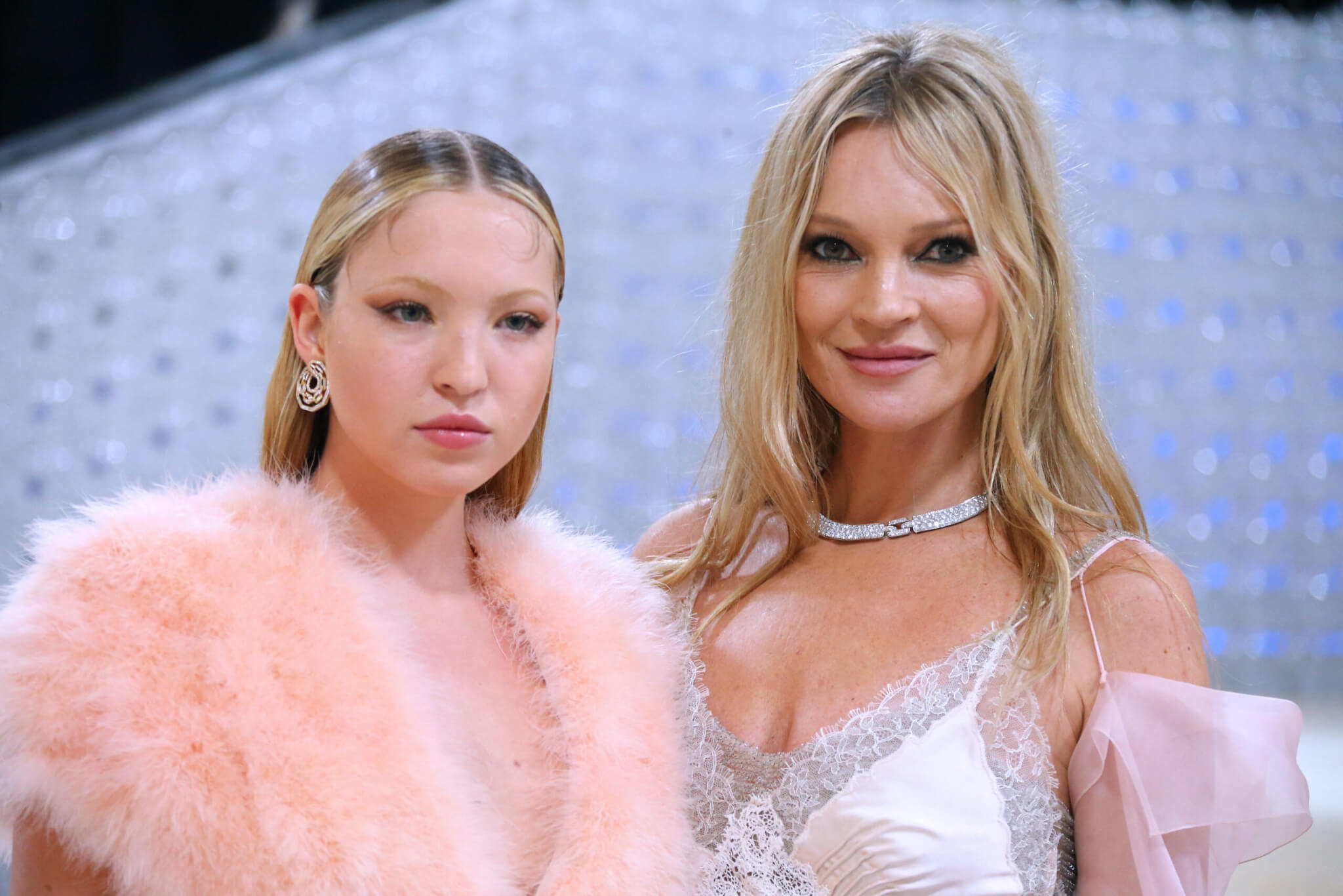Lila Grace Moss and Kate Moss attend the 2023 Costume Institute Benefit celebrating Karl Lagerfeld: A Line of Beauty at Metropolitan Museum of Art in New York City, NY, USA on May 01, 2023.