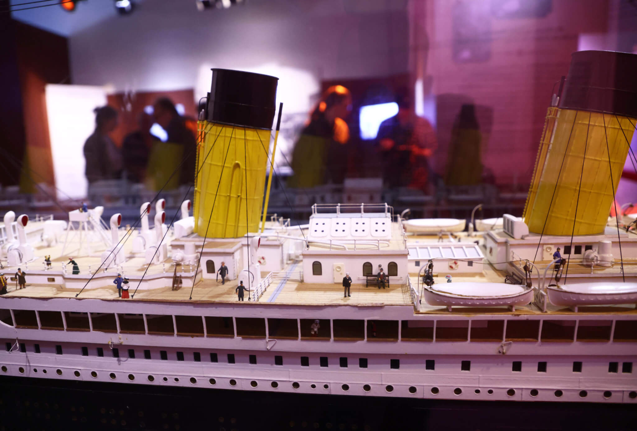 Titanic miniature boat during Friday's press screening of the Nordic premiere of the exhibition "Titanic: The Artifact Exhibition" in Linköping, Sweden. The exhibition, which displays over 200 items from the Titanic, offers an emotional journey through stories, photographs and objects in recreated interiors from the Titanic. Sweden has a strong connection to the Titanic as several Swedes emigrated to America.