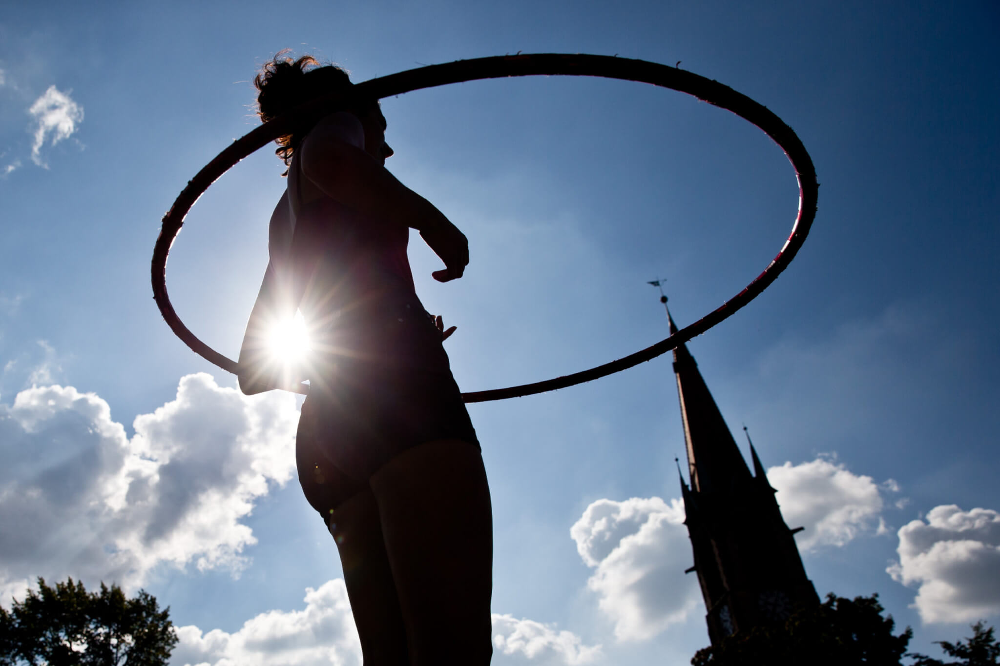 A Woman Swings a Hula Hoop in Nuremberg Germany 27 September 2014 Germany Nuremberg